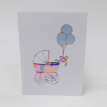 Paula Skene Designs Blue Baby Buggy card